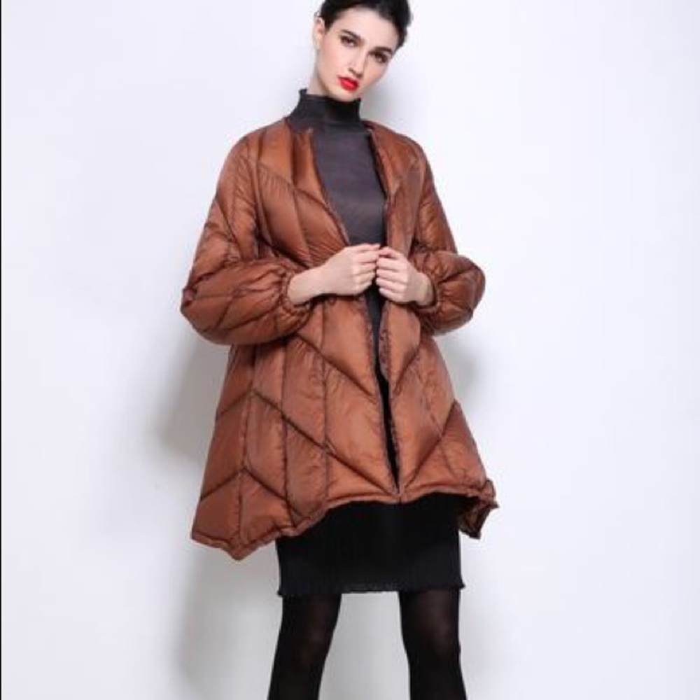 Couture button up down jacket